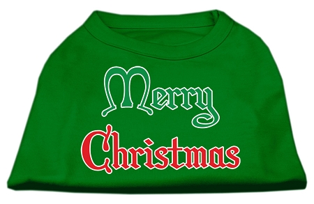 Merry Christmas Screen Print Shirt Emerald Green Lg